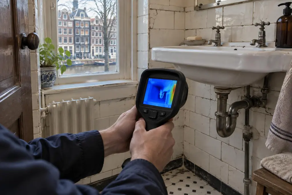 Lekdetectie Driebergen-Rijsenburg – badkamer met oude leidingen achter de tegels