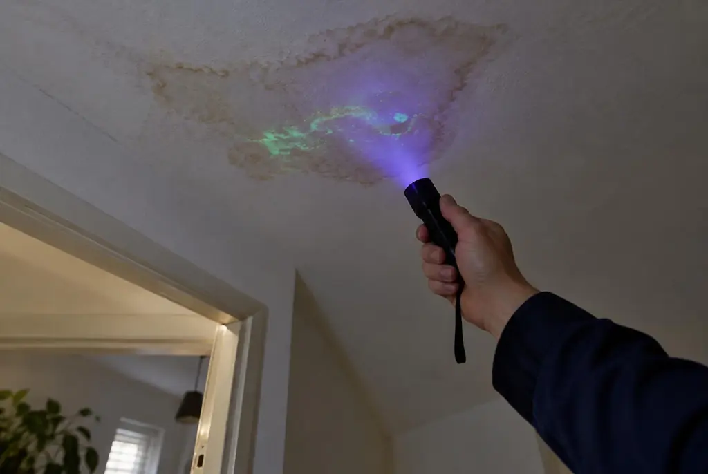 Lekdetectie Driebergen-Rijsenburg – kleurstof controleren op het plafond met uv-licht