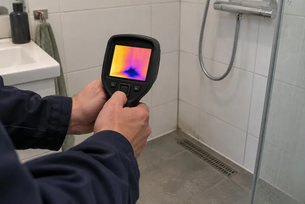 Lekdetectie Driebergen-Rijsenburg – lekdetectiespecialist met warmtebeeldcamera in een badkamer